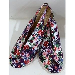 Comfortview Kitten Heels Floral Peep Toe Sling Back Pumps NEW Women's size 12W